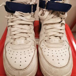 Womens Airforce 1 White Blue Mid Top  size 8.5
